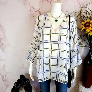 Calvin Klein full lined bell sleeve print top